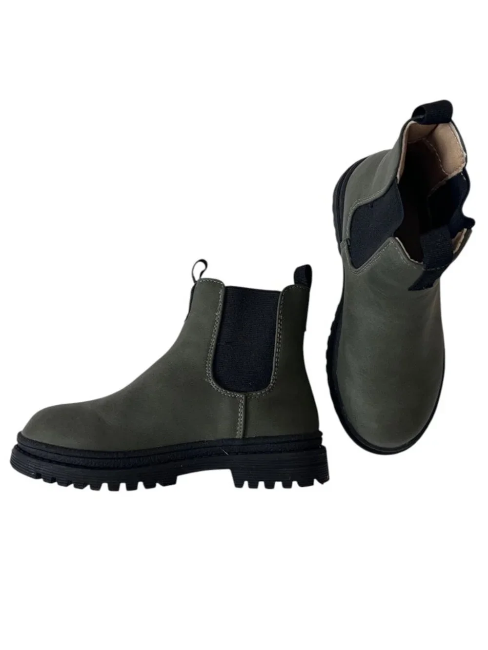 Cotton On Kids Olive Green Chelsea Boots Lug Sole Size 12
